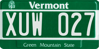 VT license plate XUW027