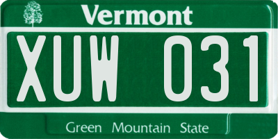 VT license plate XUW031