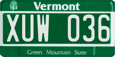 VT license plate XUW036