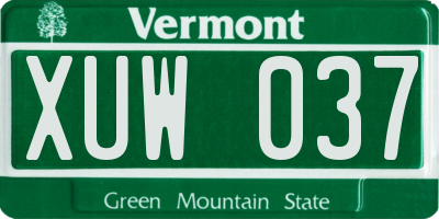 VT license plate XUW037