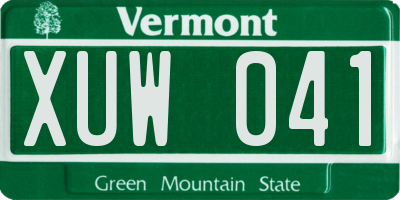 VT license plate XUW041