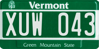 VT license plate XUW043
