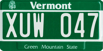 VT license plate XUW047