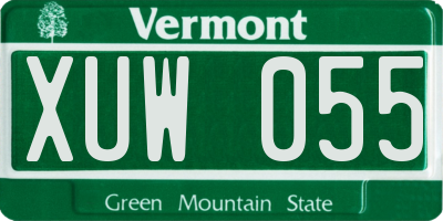 VT license plate XUW055