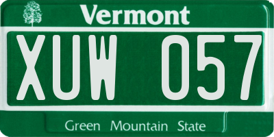 VT license plate XUW057