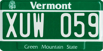 VT license plate XUW059