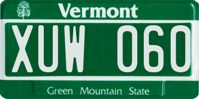 VT license plate XUW060