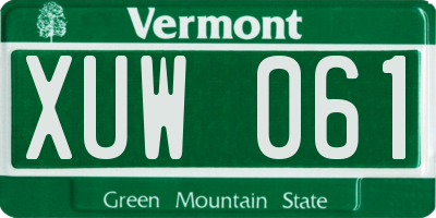 VT license plate XUW061