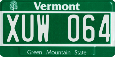 VT license plate XUW064