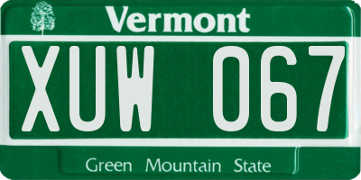 VT license plate XUW067