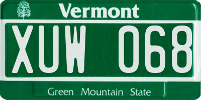 VT license plate XUW068