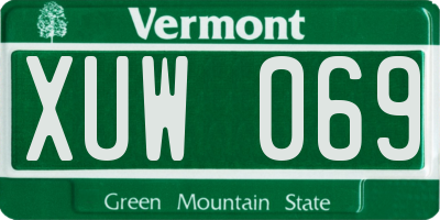 VT license plate XUW069
