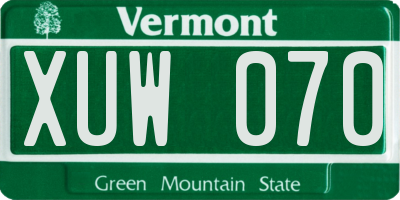 VT license plate XUW070