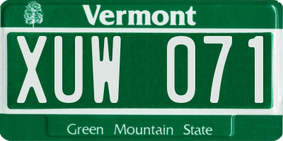 VT license plate XUW071