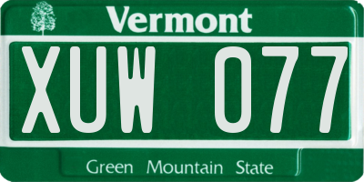 VT license plate XUW077
