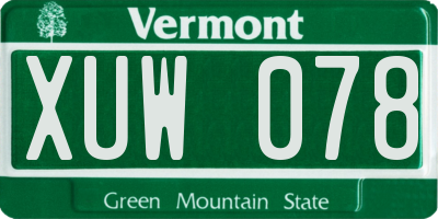VT license plate XUW078
