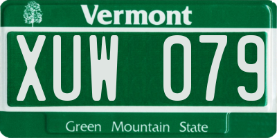 VT license plate XUW079