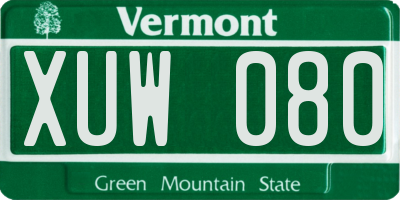 VT license plate XUW080
