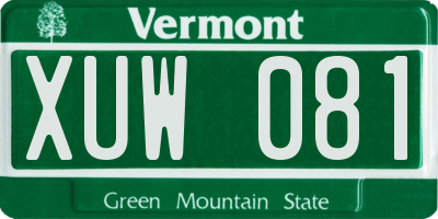 VT license plate XUW081