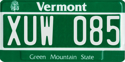 VT license plate XUW085