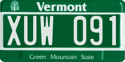 VT license plate XUW091
