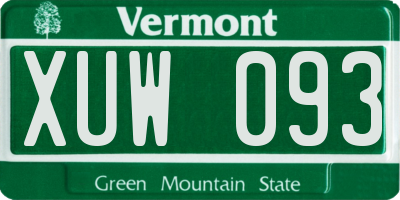 VT license plate XUW093