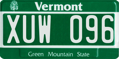 VT license plate XUW096