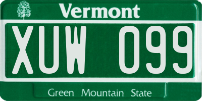 VT license plate XUW099