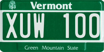 VT license plate XUW100