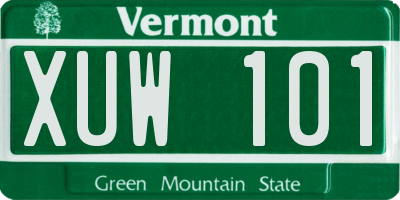 VT license plate XUW101