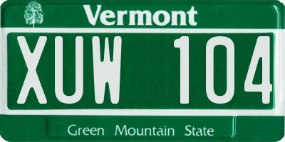 VT license plate XUW104