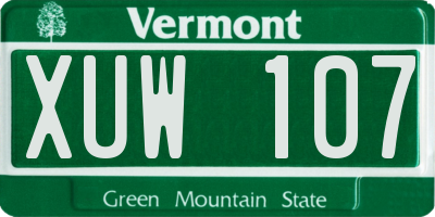 VT license plate XUW107