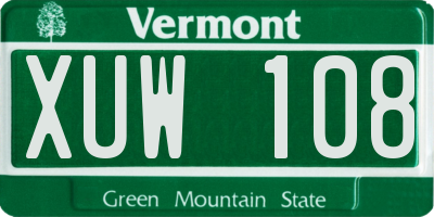 VT license plate XUW108