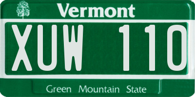VT license plate XUW110
