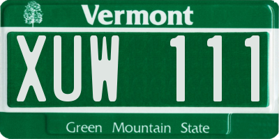 VT license plate XUW111