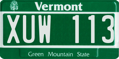 VT license plate XUW113