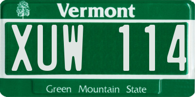 VT license plate XUW114