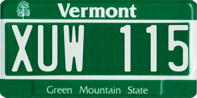 VT license plate XUW115