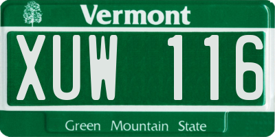 VT license plate XUW116