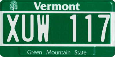 VT license plate XUW117