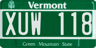 VT license plate XUW118