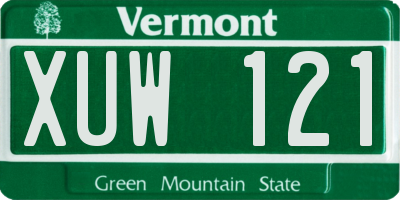 VT license plate XUW121