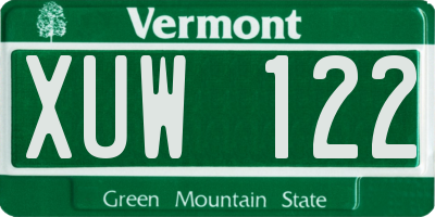 VT license plate XUW122