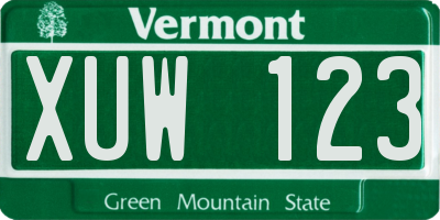 VT license plate XUW123