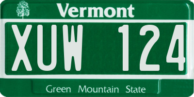 VT license plate XUW124