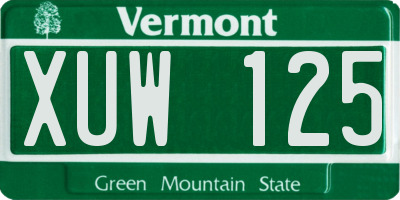 VT license plate XUW125