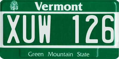 VT license plate XUW126
