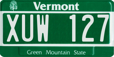VT license plate XUW127