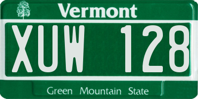 VT license plate XUW128