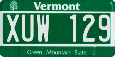 VT license plate XUW129